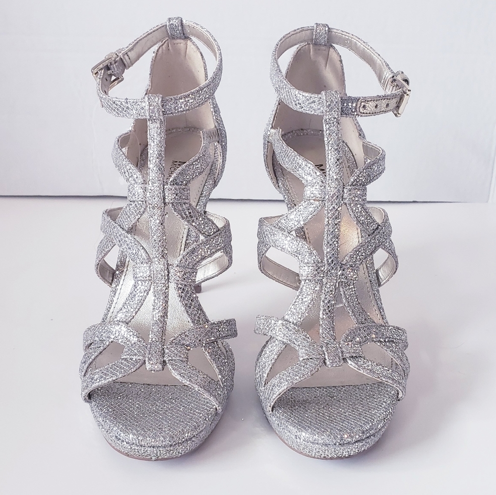 Michael Kors Silver Sparkly Strappy Heels - Picture 7 of 8